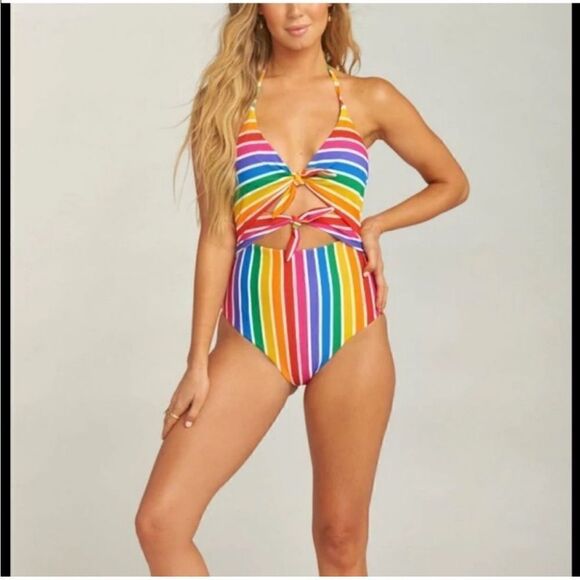 Show Me Your Mumu Mai Double Tie Rainbow Swimsuit High Rise size XS - Picture 8 of 10